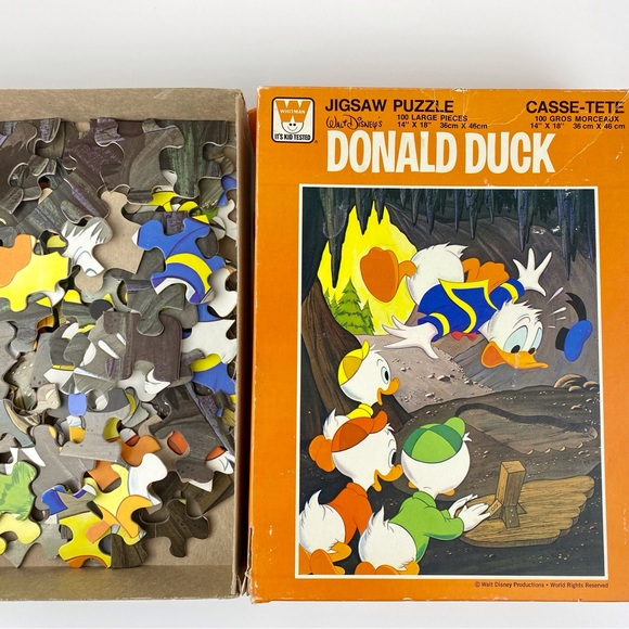 Donald Duck jigsaw puzzle, vintage Disney 1970s, 100 large piece, 14" x 18" - Picture 10 of 13